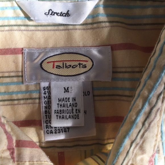 Talbots Button Down Long Sleeved Striped Stretch Blouse Size Medium - Picture 5 of 9
